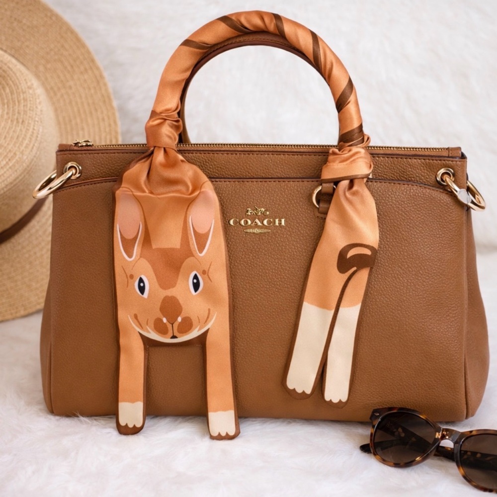 BUNNY RABBIT SCARF BANDEAU TAN CREAM HAIR BAG TIE NOVELTY SCARF 46”